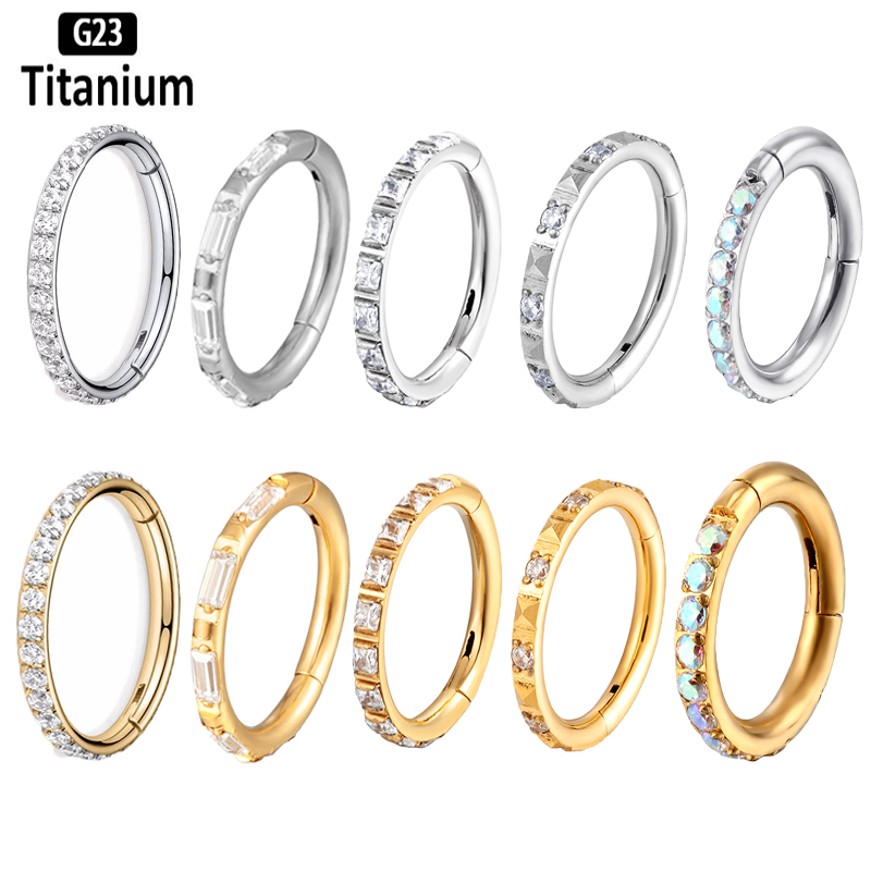 Body Piercing Quality Jewelry - ASTM F136 チタンイヤリング高品質ジルコンハイトセグメントノーズリングオープン小さなセプタムピアスヘリックスローブボディピアス 16 グラム
