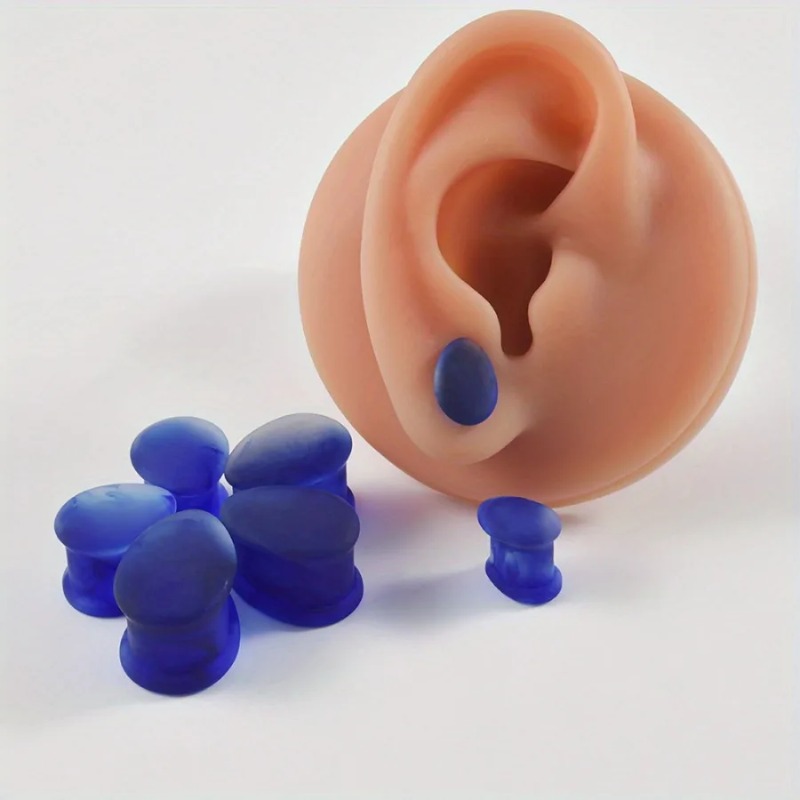Body Jewelry Types - 1 ペアフロストガラス耳介ブルースモークドロップタイプドラム耳拡張器ソリッド耳拡張器ファッションジュエリー