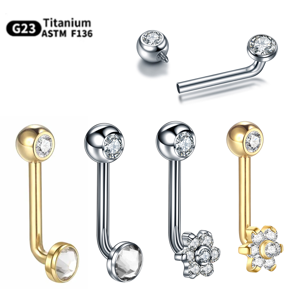 Body Jewelry Vch - 花のデザインのドリルされたチタンバックルリング、vch付きのセクシーなへそリング、ボディジュエリー、リップ、ベリー、眉毛、膣、豆、vch、1個用