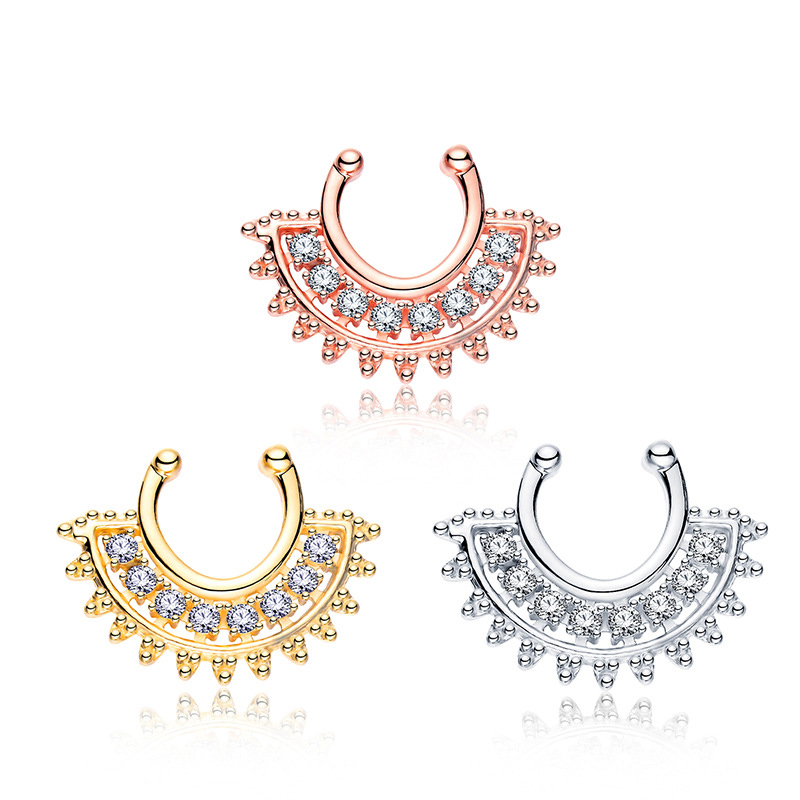Body Jewelry Types - 1 個 U タイプ偽セプタムクリッカーノンピアスノーズクリップオンハンガーチートバーボディリング宝石新しいトーレフェイクピアス