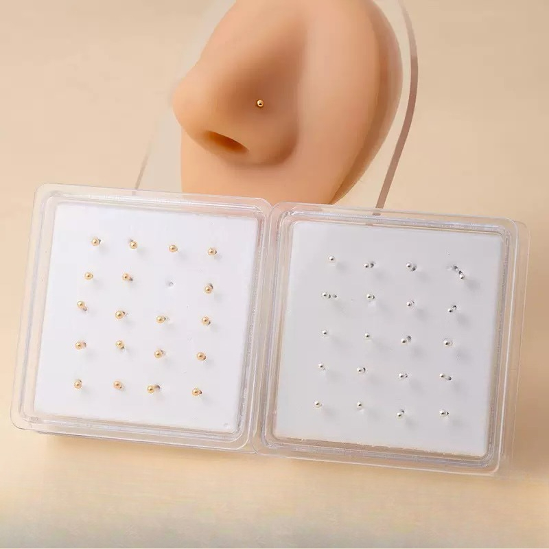Body Jewelry Storage - シルバー ジュエリー ボックス ノーズ スタッド ラウンド