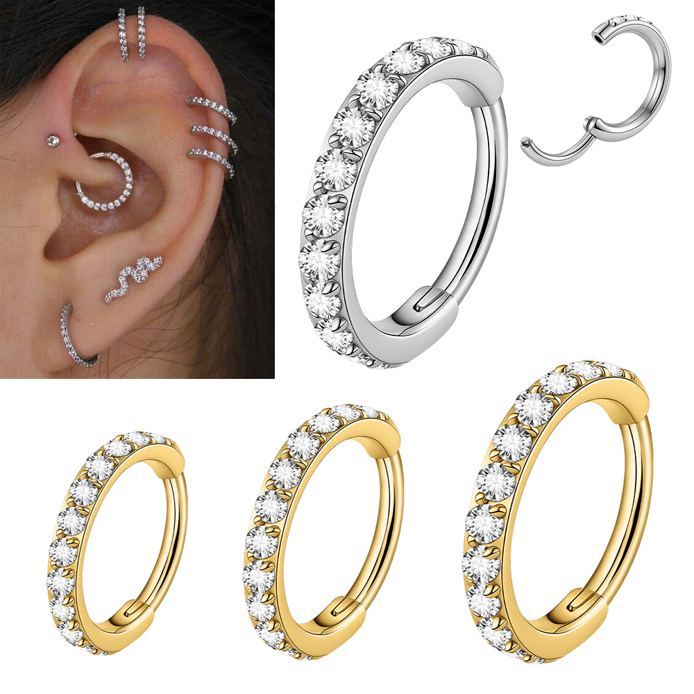 Body Piercing Quality Jewelry - 1個入り 316Lステンレス鋼 高品質 サイド刻印 ホワイトCZ イヤースタッド