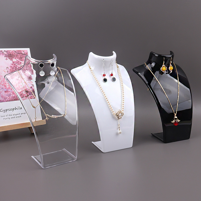 Body Jewelry Display Ideas - プラスチックマネキンネックレスディスプレイバストスタンドホルダージュエリーマネキンバストラックネックレスペンダントイヤリング陳列棚