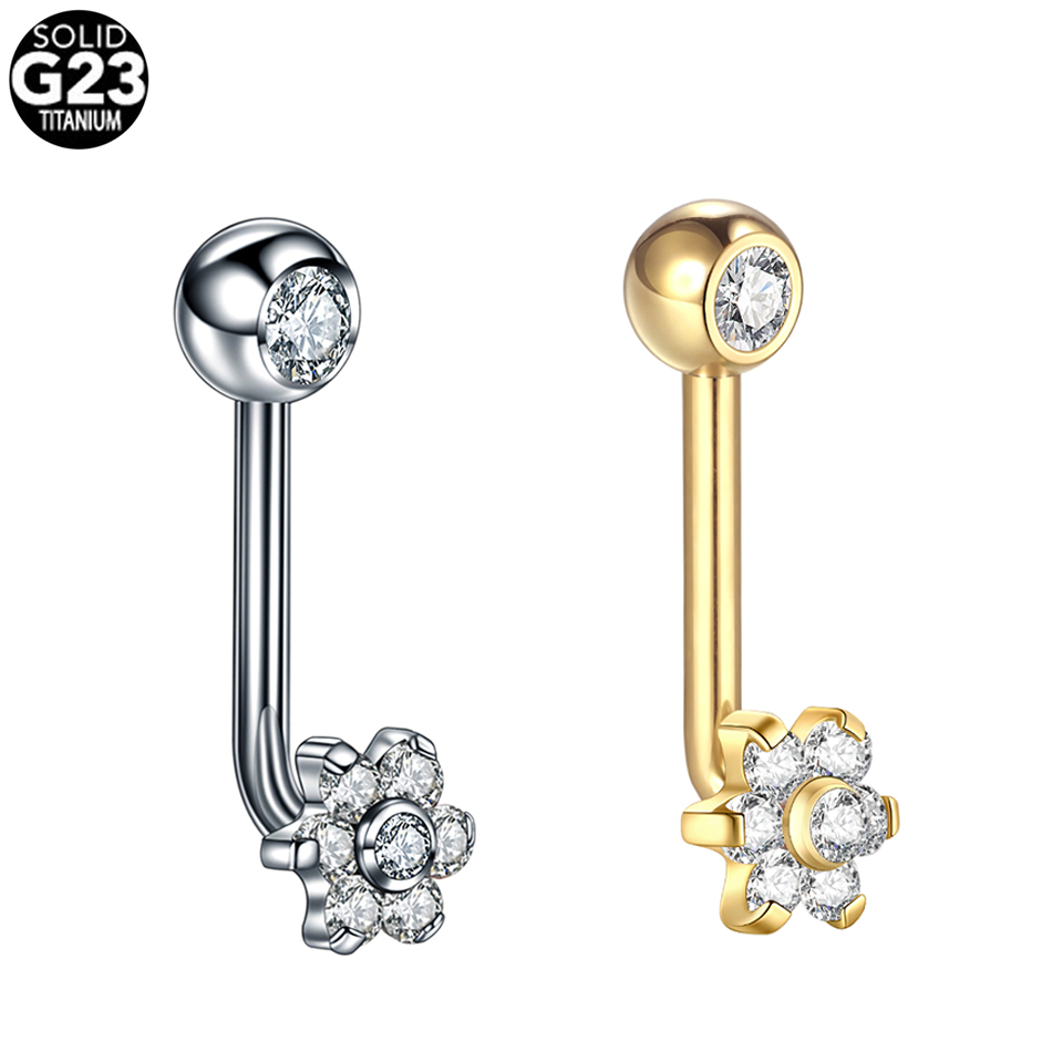 Body Jewelry Vch - 1pc 14 グラムチタンフラワークリスティーナピアスバーベル VCH バー Hide-it