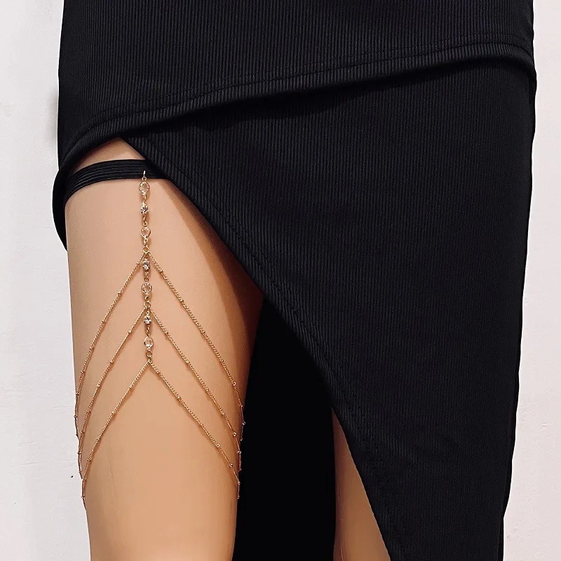 Body Jewelry In Bulk - ファッション夏ボヘミアン太ももチェーンシンプルなセクシーなボディチェーン女性のための二層金属脚チェーンフェスティバルジュエリー Accesorios