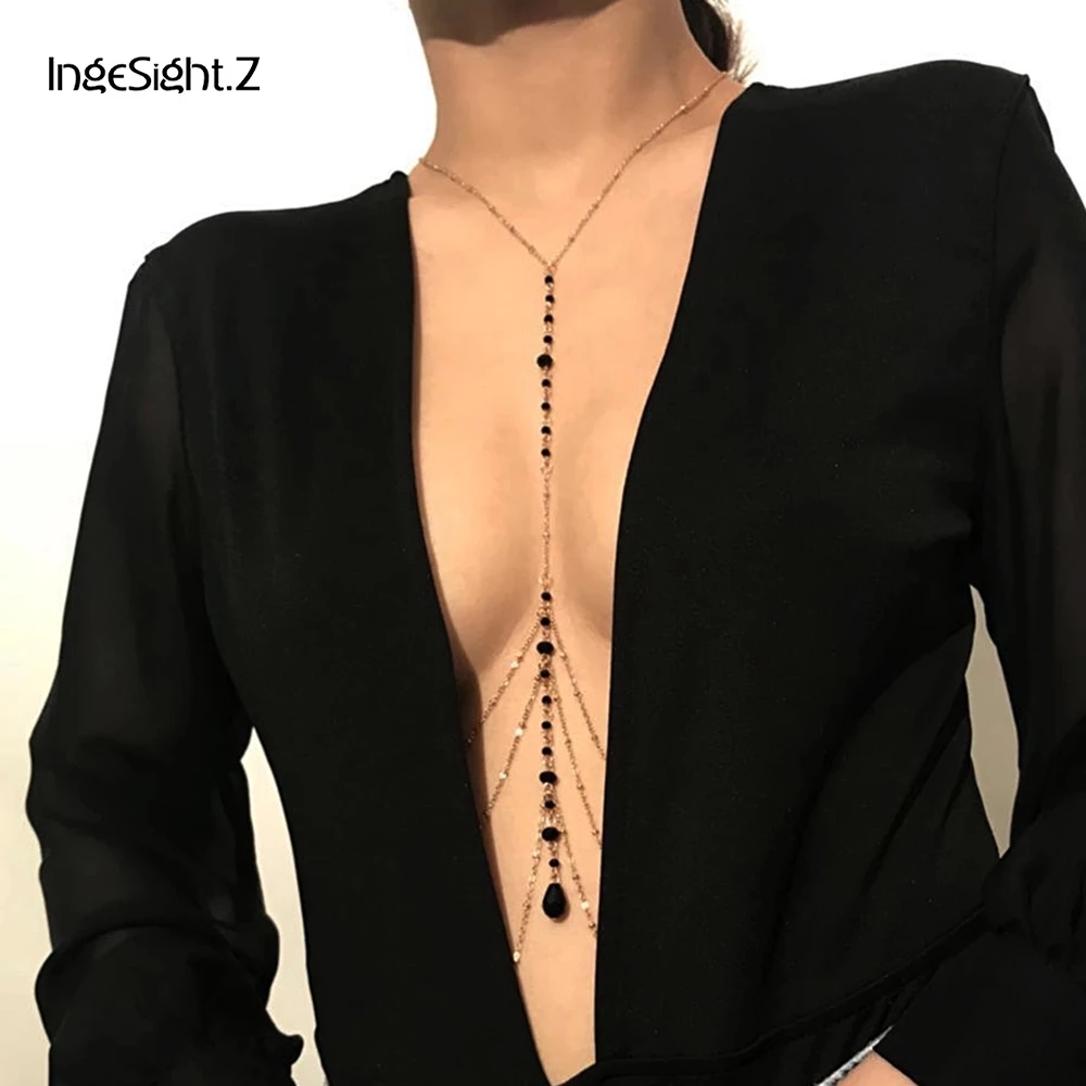 Body Jewelry Retainers - Ingesight.z-シンプルなスタイルのチェーンネックレス,ベリーチェーン,スパンコール,セクシー,女性用チェーン,ビーチパーティー