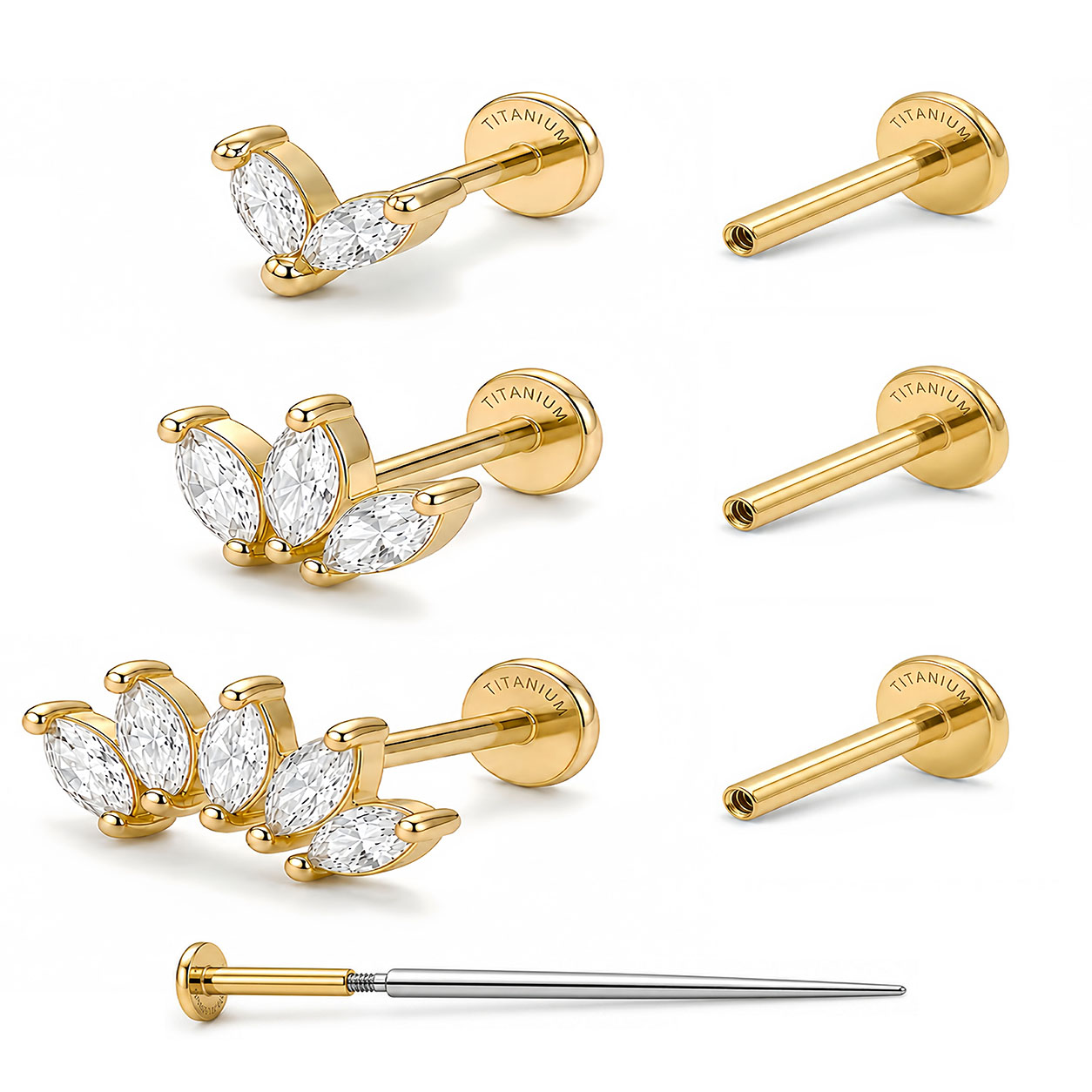 Flat Back Labret Stud - EVISPOL F136 G23 チタンラブレットリップリングスタッドピアス女性男性用低刺激性フラットバック耳珠ヘリックスピアスジュエリー