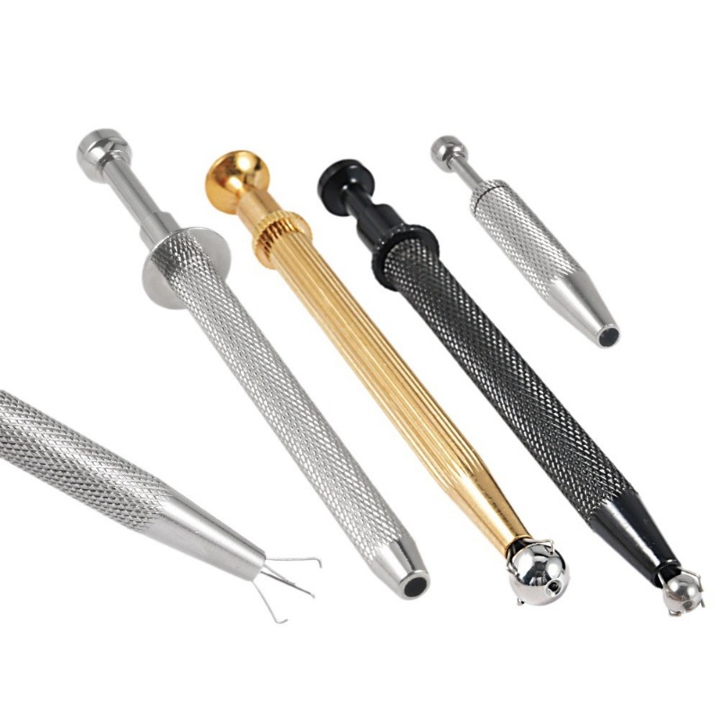 Body Jewelry Storage - 1Pc サージカルスチールプロフェッショナルプッシュインシリンジタイプクワッドプロング小さなビーズホルダーグラブボールキャッチャーボディピアスツール