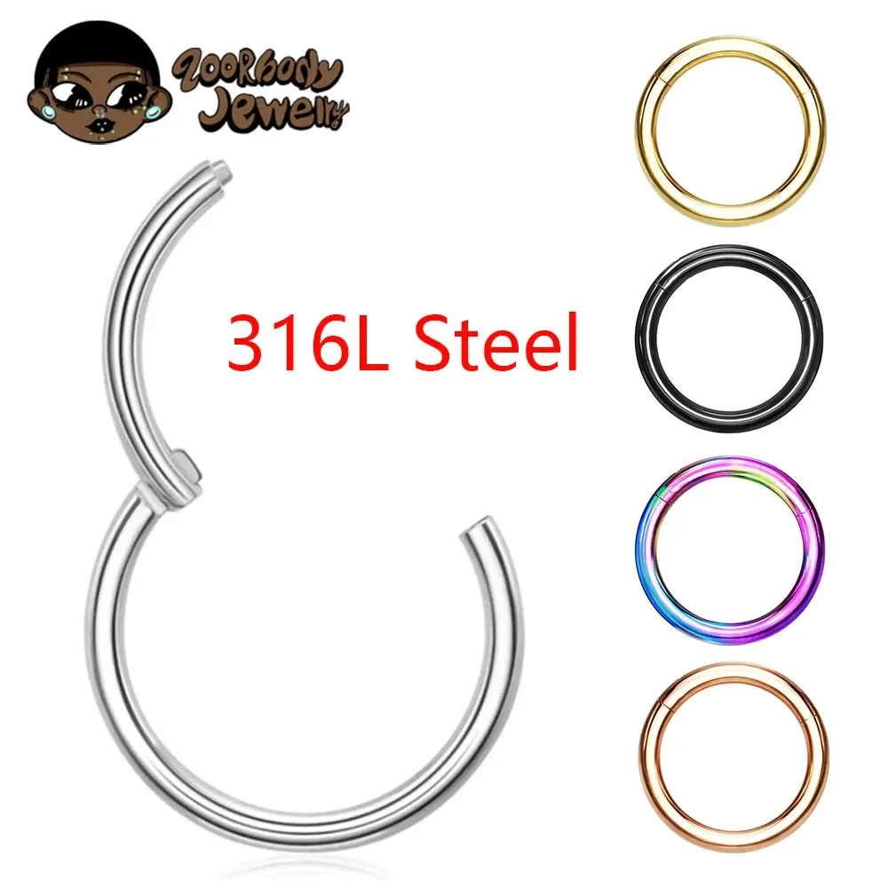Body Piercing Quality Jewelry - 10 個 316L ステンレス鋼鼻リングピアス高品質 SEG クリッカーセプタムヘリックスローブ