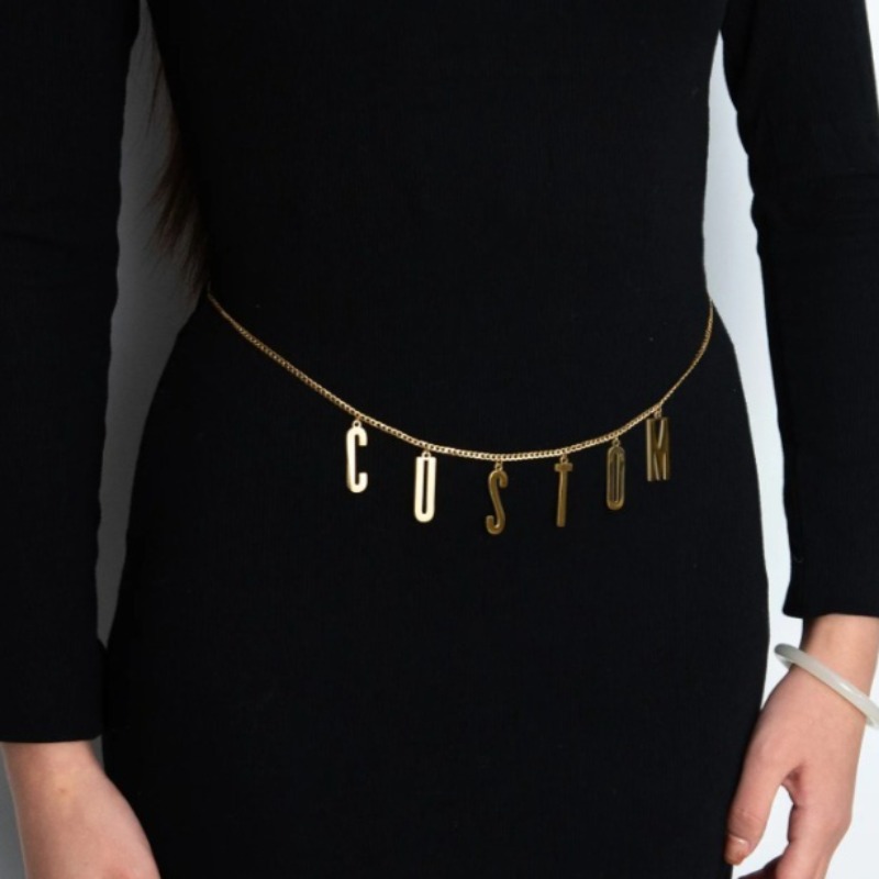 Body Jewelry Names - パーソナライズされたカスタム名ウエストチェーン女性のためのステンレス鋼 2 層セクシーなボディチェーンビッグレター誕生日ジュエリーギフト