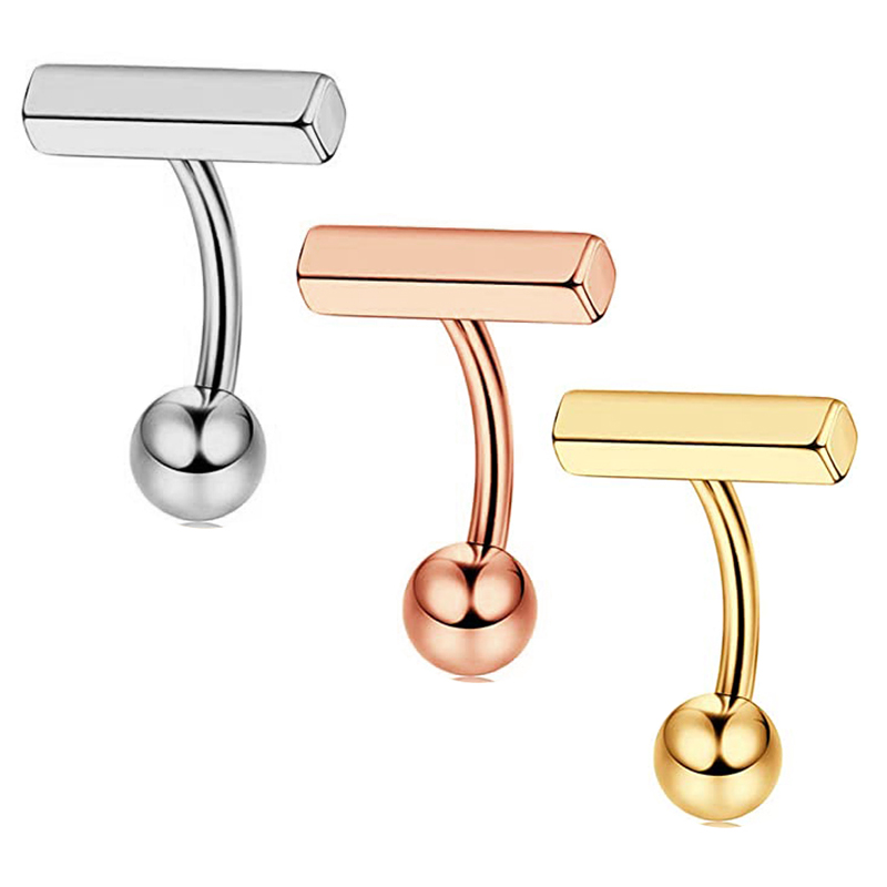 Body Jewelry Co - セクシーなぶら下がりへそへそリングステンレス鋼ダブル T シェイプベリーピアス Ombligo ベリーピアスボディジュエリーミックス 3