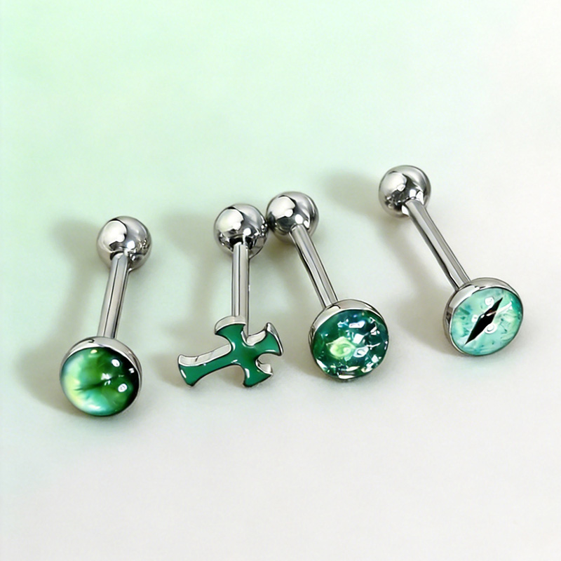 Body Piercing Quality Jewelry - 1個 高品質 トレンド グリーン スパークリング クロス
