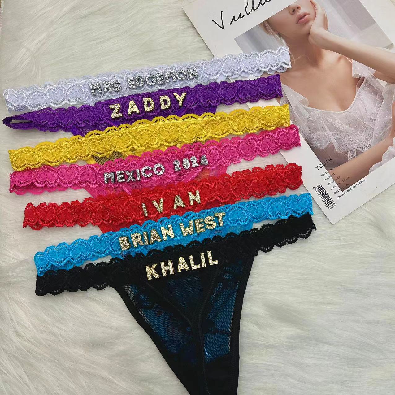 Body Jewelry Names - カスタム Tバックパンティー名前 DIY ラインストーンレター Tバックセクシーなカスタマイズされた下着 G