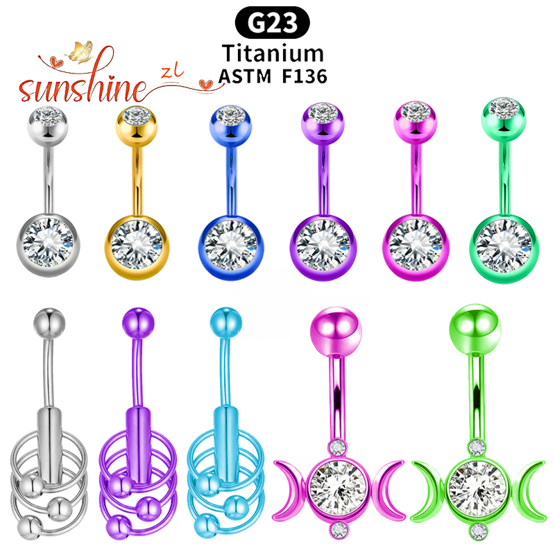 Body Jewelry Vch - 1個入り G23チタン製VCHピアスジュエリー、3つのリング付きへそピアス、女性用14Gへそピアスジュエリー