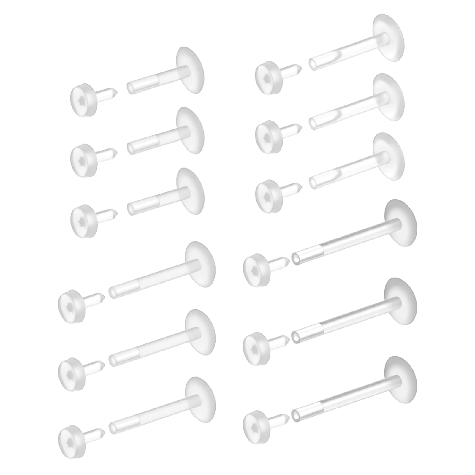 Flat Back Labret Stud - 12枚の平背透明スポーツイヤリングアクリル唇飾り透明鼻当てイヤリングサザエ軟骨イヤリング