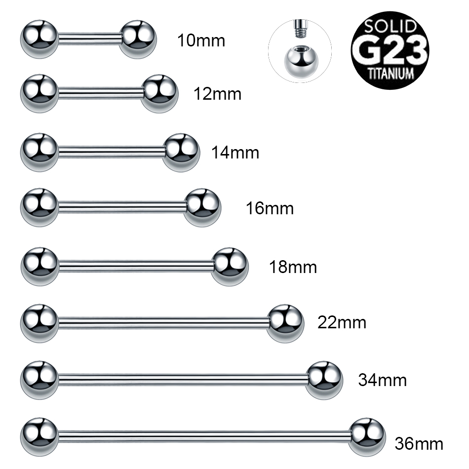 Body Jewelry Industrial - 1pc 14グラム16グラムチタン工業らせんピアス舌リング3/4/5/6ミリメートルボール雄ねじ乳首ピアスイヤリングロッド舌