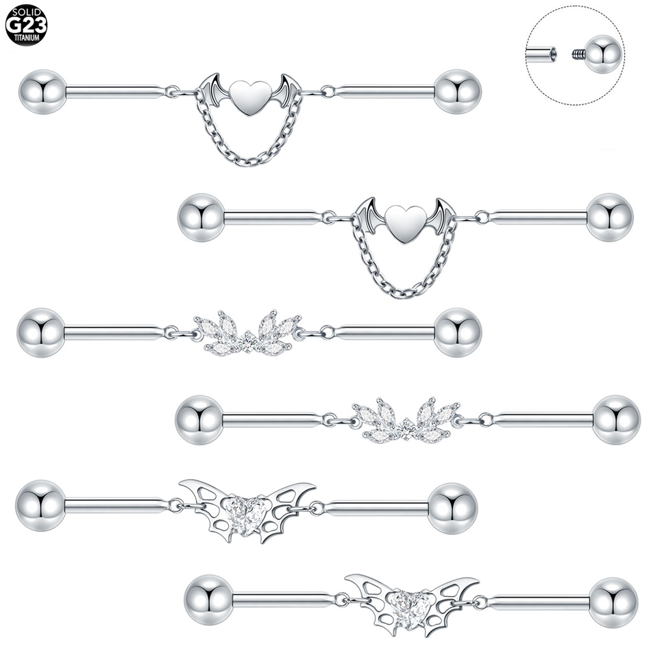 Body Jewelry Industrial - 1個 チタン製 CZ インダストリアル ヘリックス ピアス