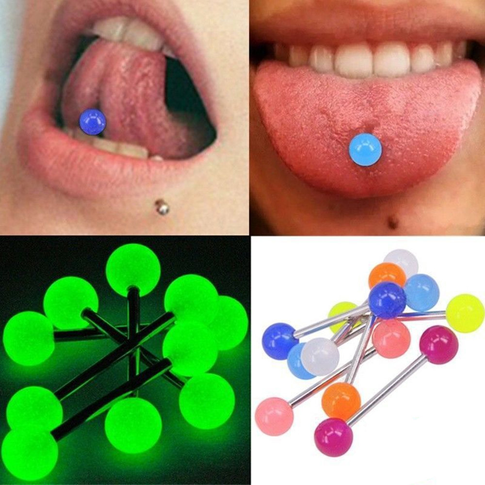 Qualiti Body Jewelry - プラスチック舌のピアス,10または20個,黒い色のボール盤,舌とリング,女性のためのジュエリー