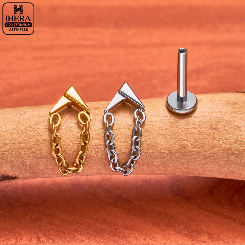 16G G23チタン製フラットバックタッセルダングルチェーン - Flat Back Labret Stud のレビューと価格