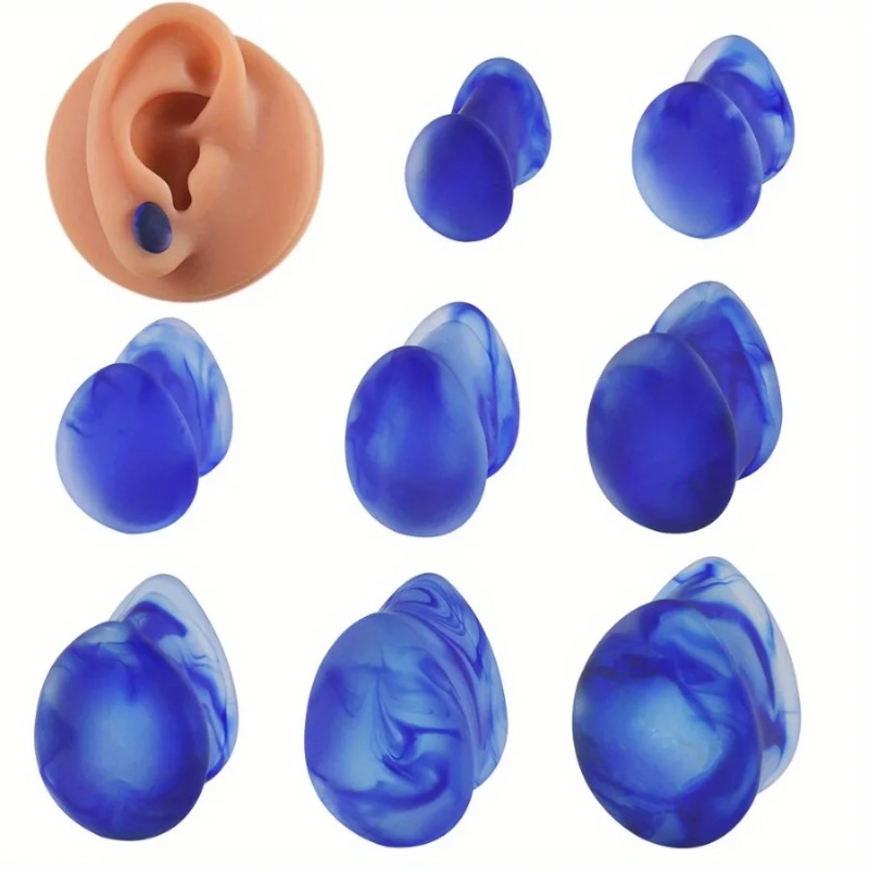 1 ペアフロストガラス耳介ブルースモークドロップタイプドラム - Body Jewelry Types のレビューと価格