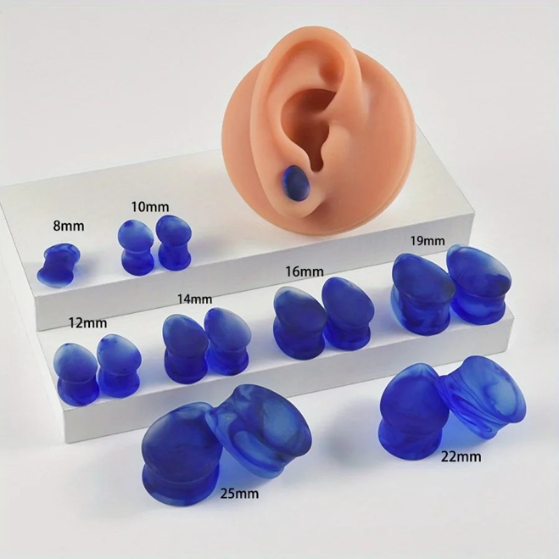 1 ペアフロストガラス耳介ブルースモークドロップタイプドラム - Body Jewelry Types のレビューと価格