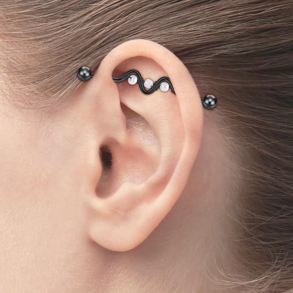 8個入り14Gステンレス鋼工業用バーベルイヤリング軟骨ボディ - Body Jewelry Industrial のレビューと価格