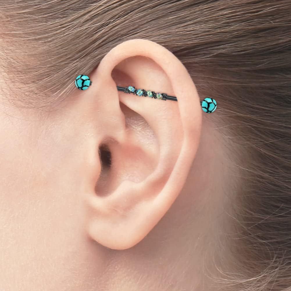 8個入り14Gステンレス鋼工業用バーベルイヤリング軟骨ボディ - Body Jewelry Industrial のレビューと価格
