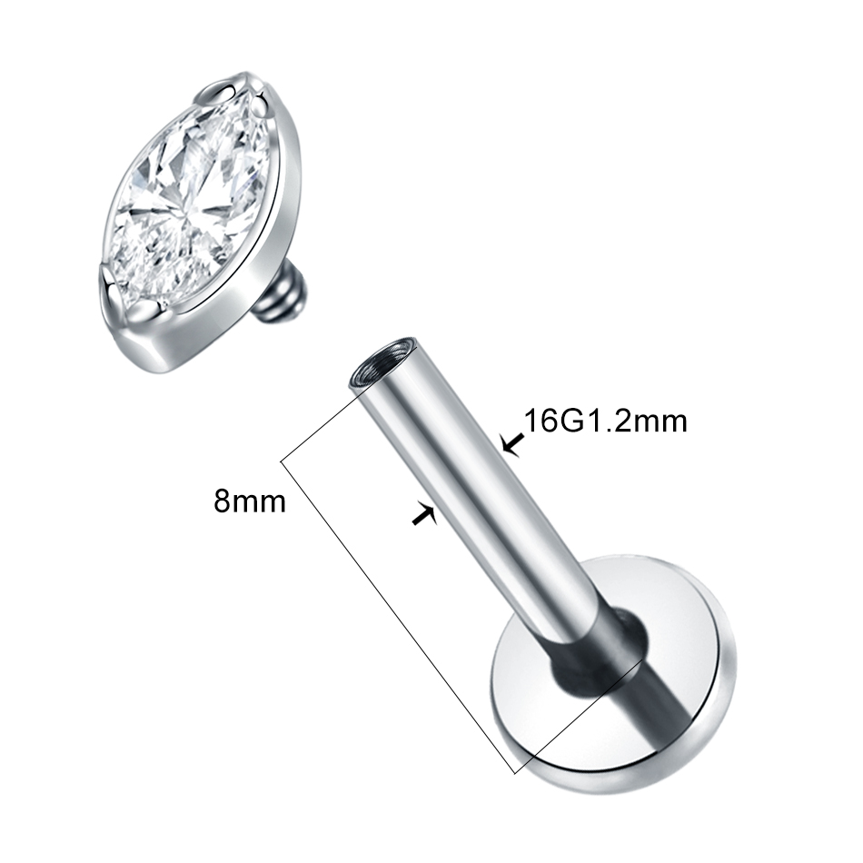 1 個/5 個チタン軟骨イヤリングフラットバック耳珠ヘリック - Flat Back Labret Stud のレビューと価格