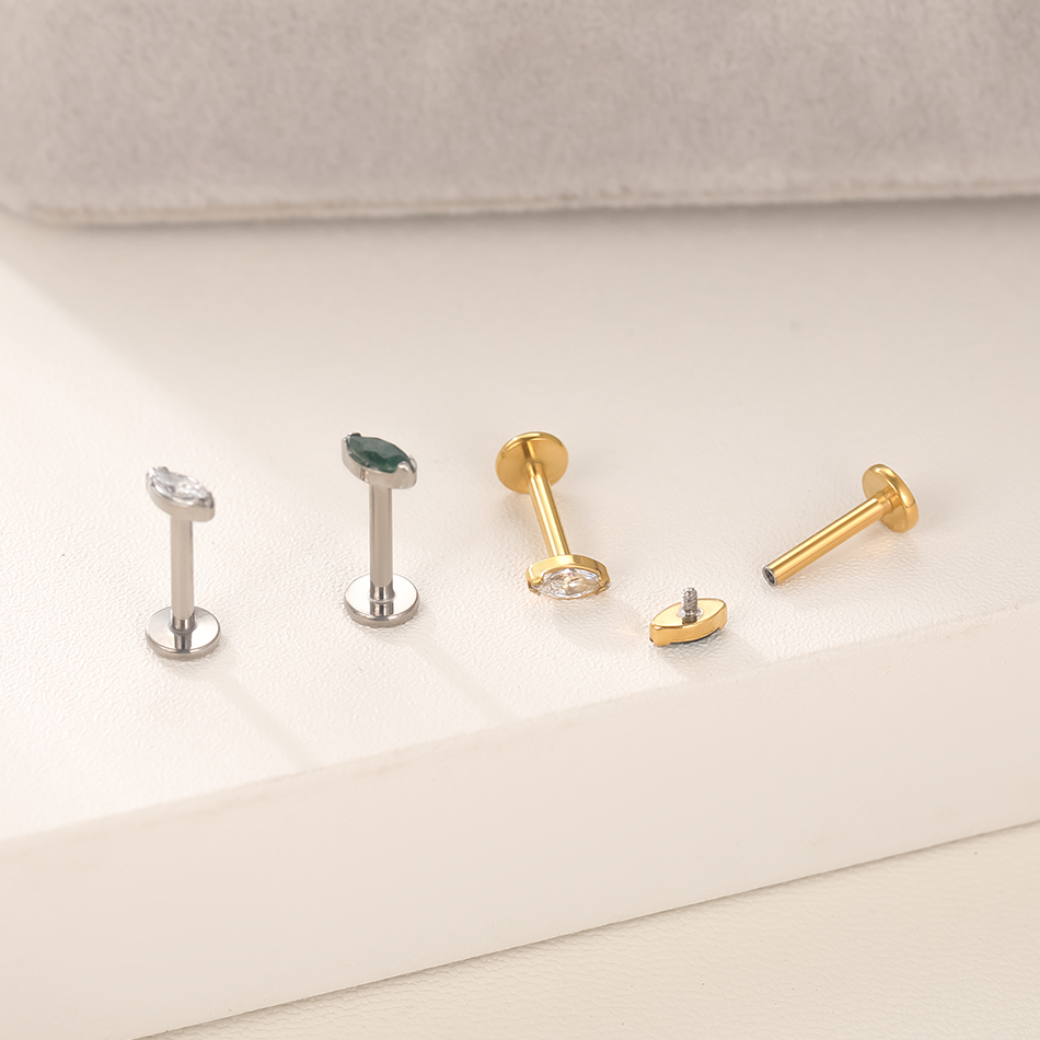 1 個/5 個チタン軟骨イヤリングフラットバック耳珠ヘリック - Flat Back Labret Stud のレビューと価格