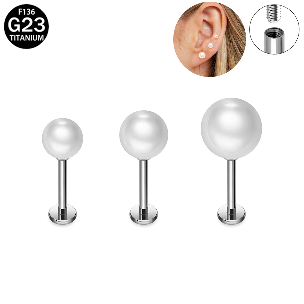 ASTM F136チタンパールイヤリング、女性用リップスタッ - Flat Back Labret Stud のレビューと価格