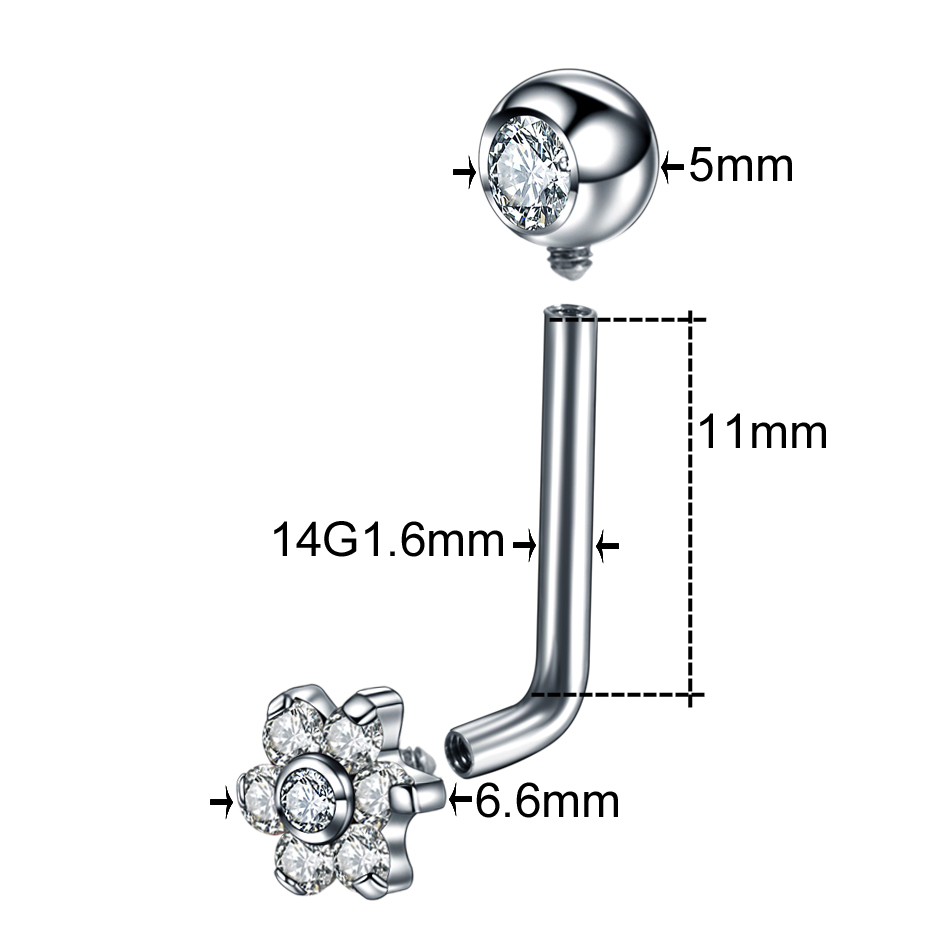 女性用ジルコニアベリーリング,垂直ピアス,チタンとジルコニア - Body Jewelry Vch のレビューと価格
