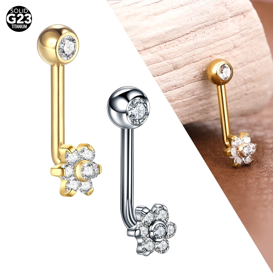 女性用ジルコニアベリーリング,垂直ピアス,チタンとジルコニア - Body Jewelry Vch のレビューと価格