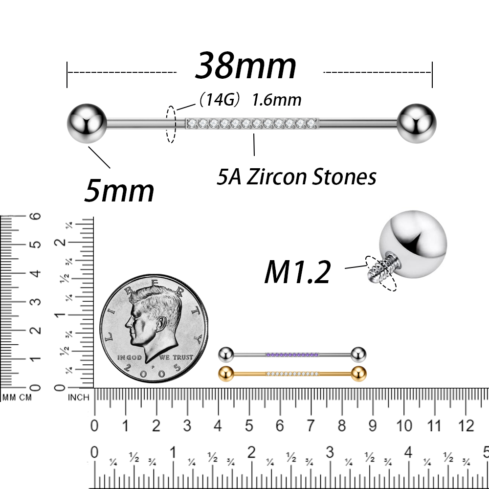 G23 チタンボディピアスジュエリー 14 グラム工業用バー - Body Jewelry Industrial のレビューと価格