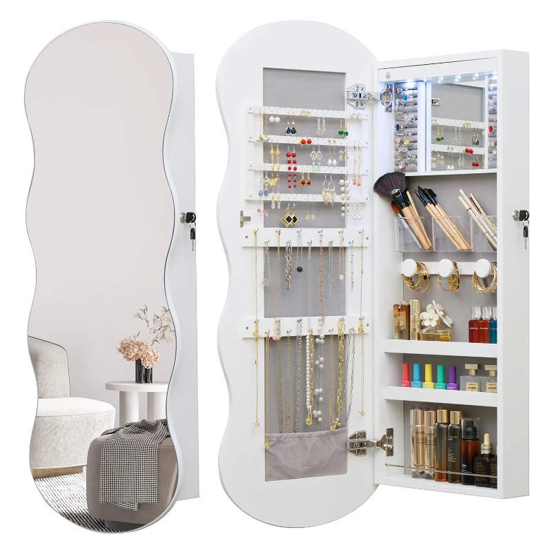 ヨーロッパ風シンプル木製全身鏡、ジュエリー収納、多機能ミラー - Body Jewelry Storage のレビューと価格