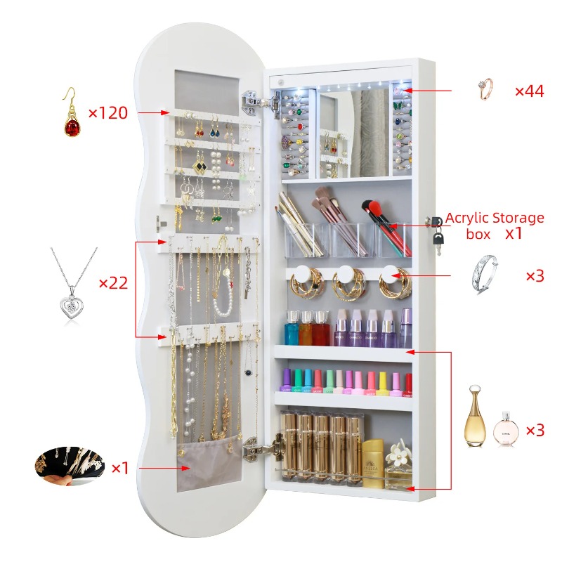 ヨーロッパ風シンプル木製全身鏡、ジュエリー収納、多機能ミラー - Body Jewelry Storage のレビューと価格