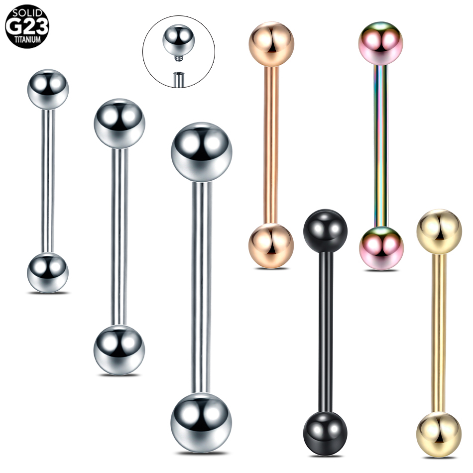 10 ピース/ロット G23 チタン舌ピアスリング工業用バー - Body Jewelry Industrial のレビューと価格