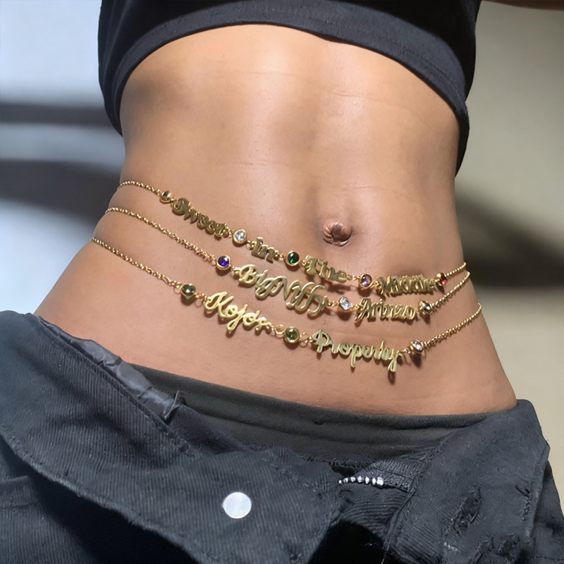 DUOYING カスタムネームベリーチェーン ステンレス製ジ - Body Jewelry Names のレビューと価格