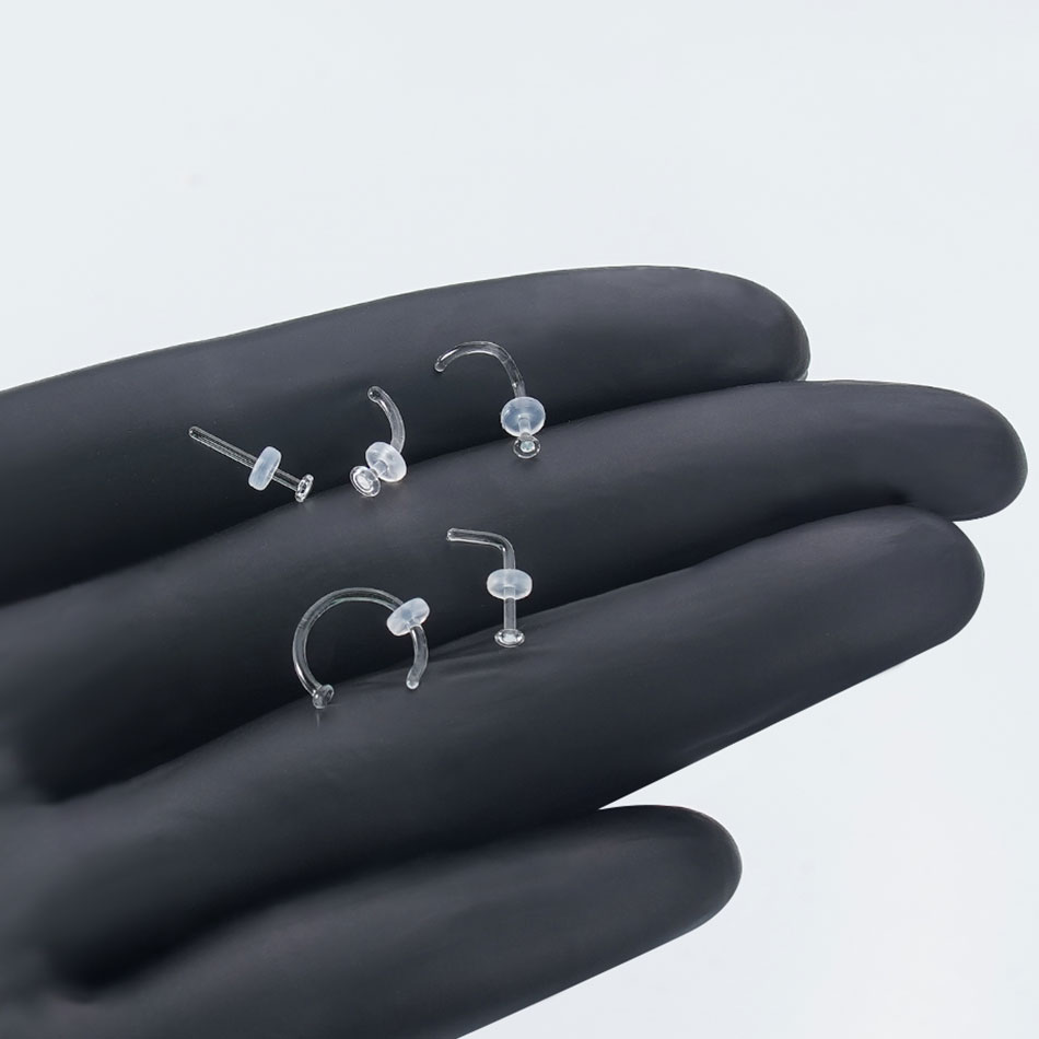 1/5 個ガラスノーズスタッド透明ガラスストレートノーズスク - Body Jewelry Storage のレビューと価格