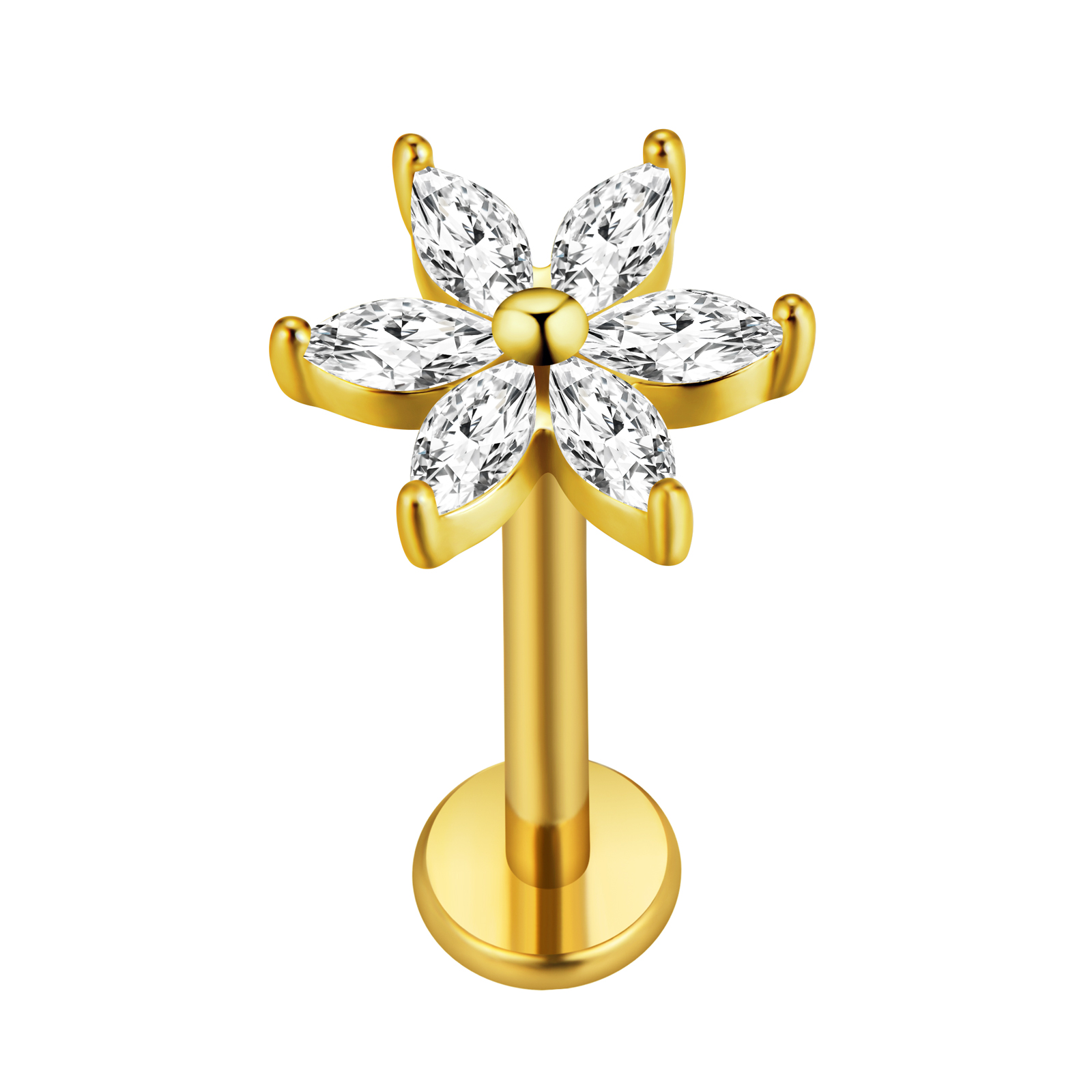 メープルリーフラブレットピアススター Flowers100% - Flat Back Labret Stud のレビューと価格