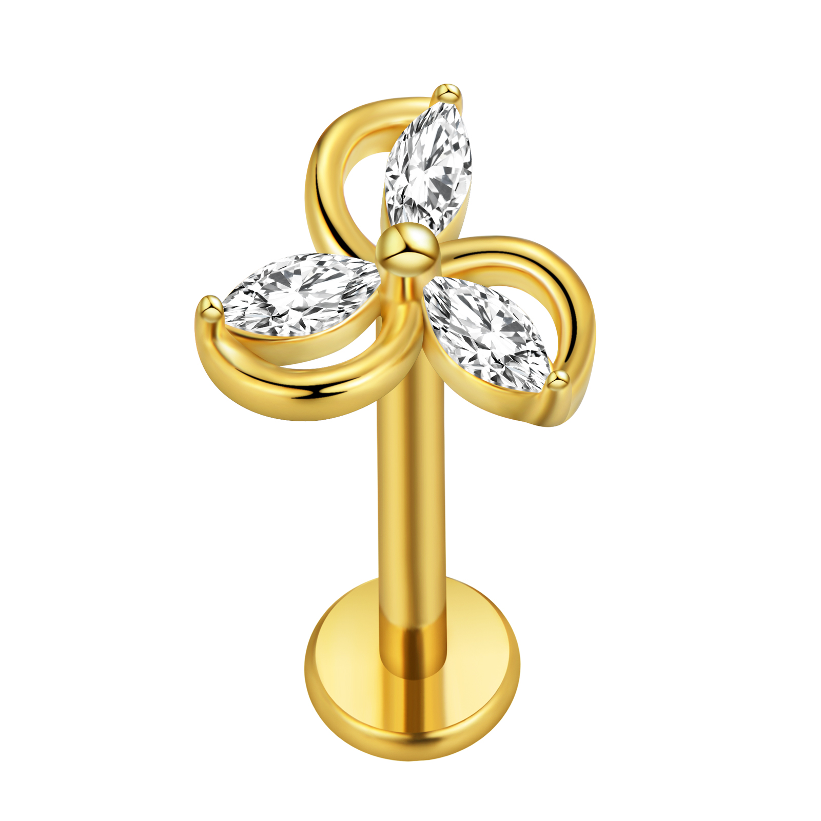 メープルリーフラブレットピアススター Flowers100% - Flat Back Labret Stud のレビューと価格