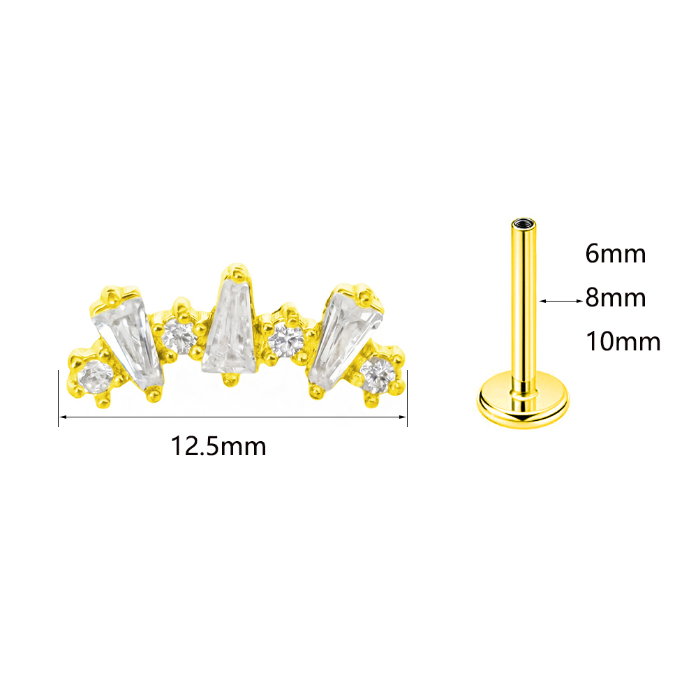 内部スレッド付きキュービックジルコニアリング,316l,ヘリ - Flat Back Labret Stud のレビューと価格