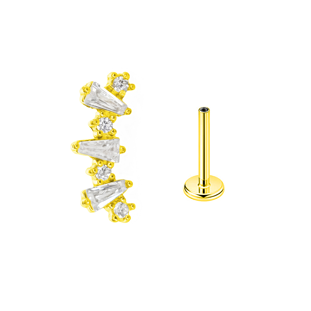 内部スレッド付きキュービックジルコニアリング,316l,ヘリ - Flat Back Labret Stud のレビューと価格