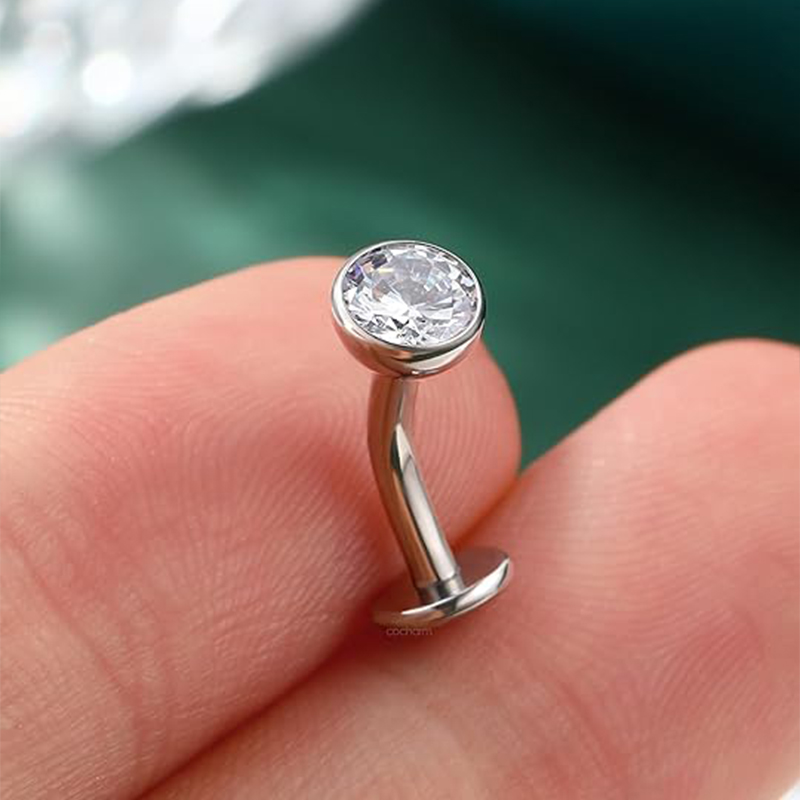 14G G23チタン製カーブベリーボタンリング、ホワイトジル - Body Jewelry Types のレビューと価格