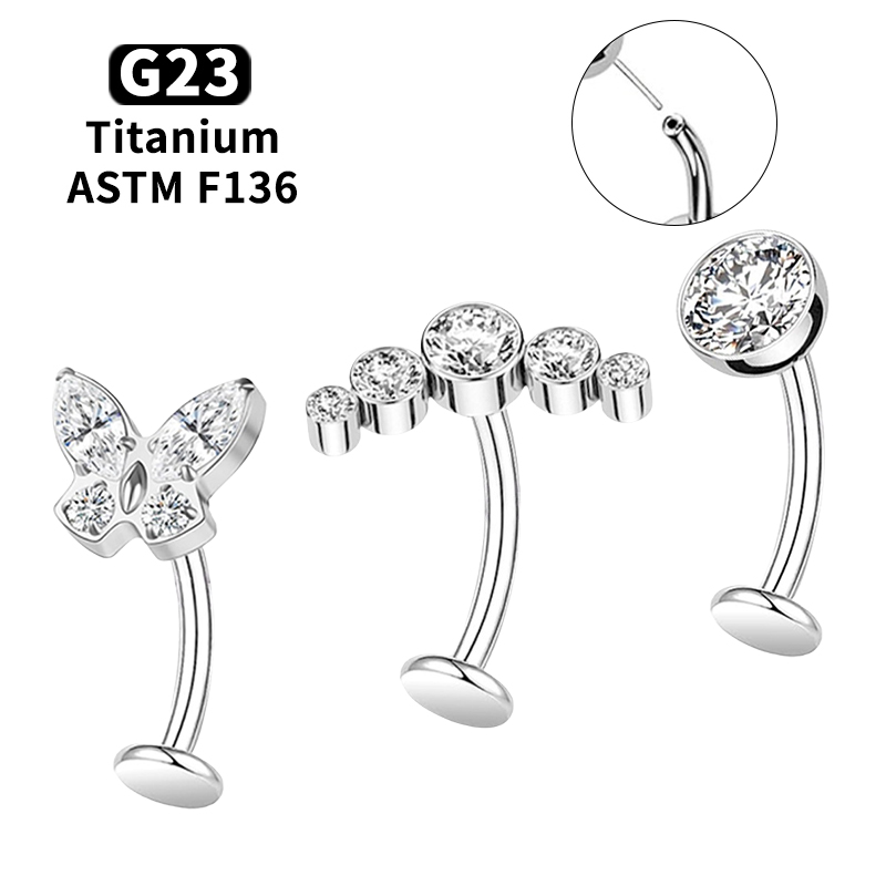 14G G23チタン製カーブベリーボタンリング、ホワイトジル - Body Jewelry Types のレビューと価格
