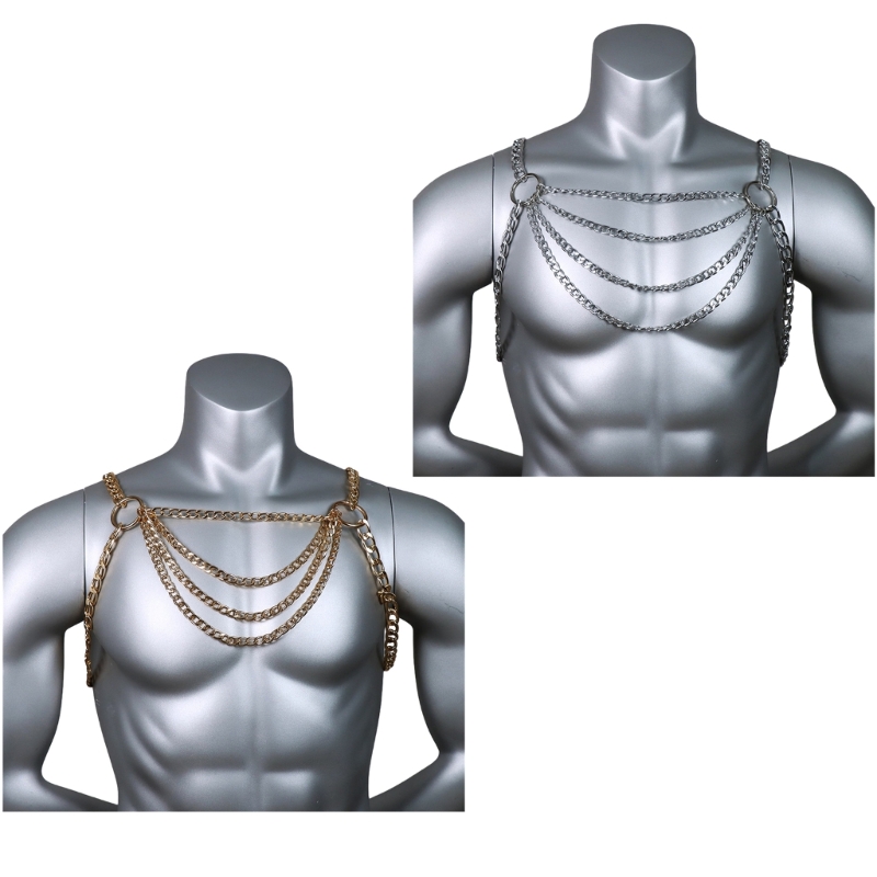男性のセクシーなメタルボディ胸チェーンジュエリーパンクスタイ - Body Jewelry Retainers のレビューと価格