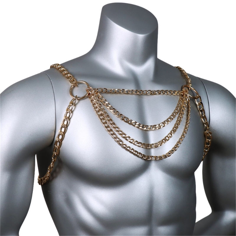 男性のセクシーなメタルボディ胸チェーンジュエリーパンクスタイ - Body Jewelry Retainers のレビューと価格