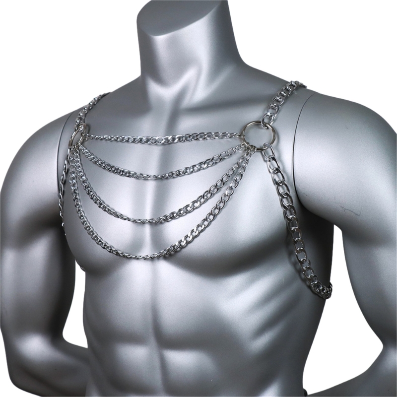 男性のセクシーなメタルボディ胸チェーンジュエリーパンクスタイ - Body Jewelry Retainers のレビューと価格