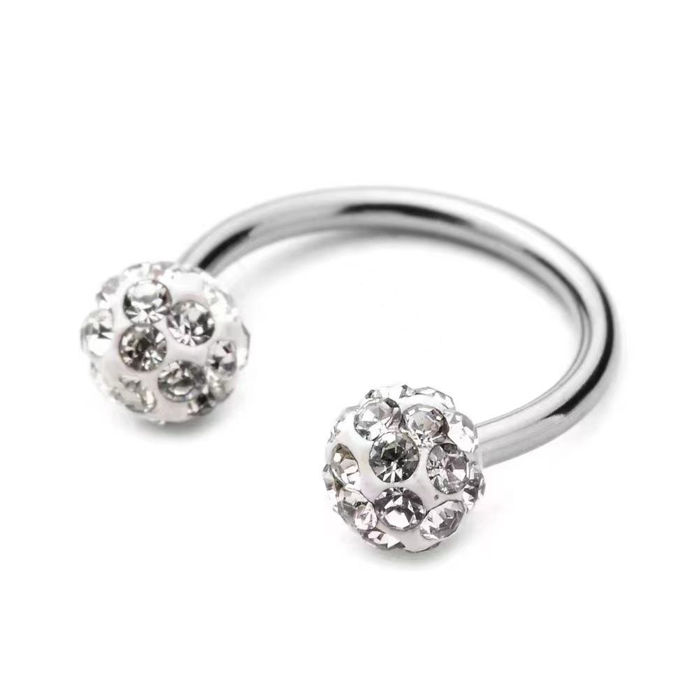 5個のステンレススチールラインストーンボールスパイラルリップ - Body Jewelry Types のレビューと価格