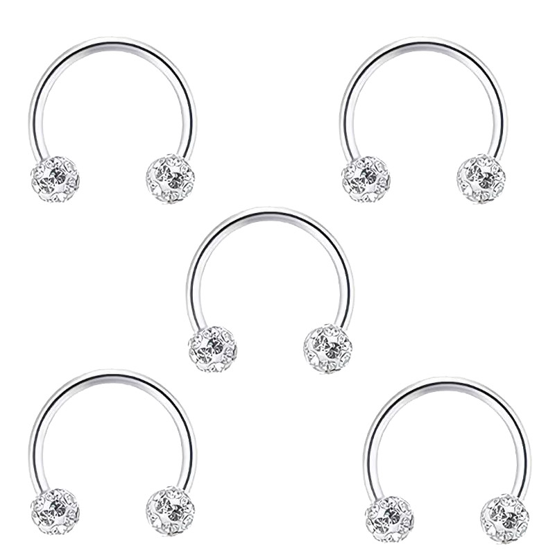 5個のステンレススチールラインストーンボールスパイラルリップ - Body Jewelry Types のレビューと価格