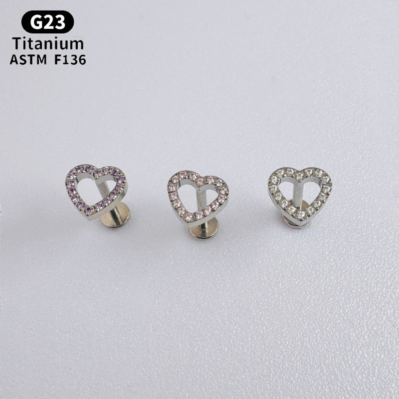 ノリヤン ASTM F136 チタン製 ミニCZハート軟骨ピ - Flat Back Labret Stud のレビューと価格